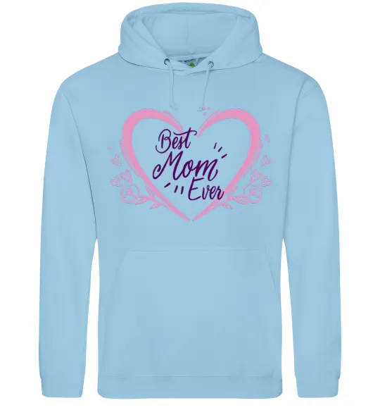 Жіноча толстовка (худі) Best mom ever flower heart Блакитний фото
