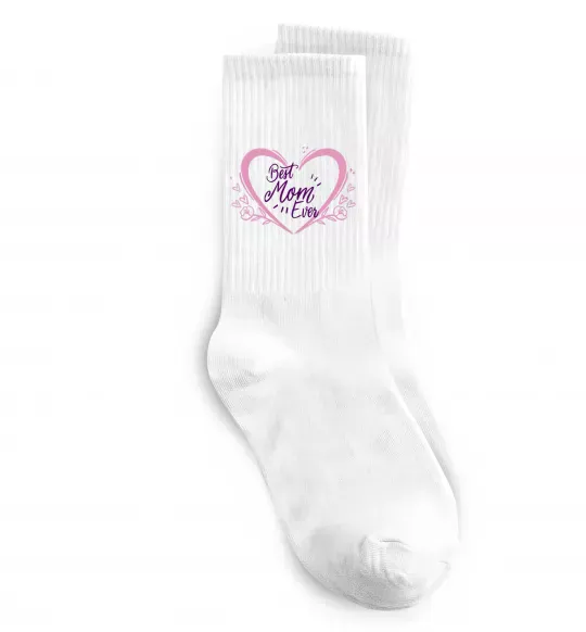 Носки Best mom ever flower heart Белый фото