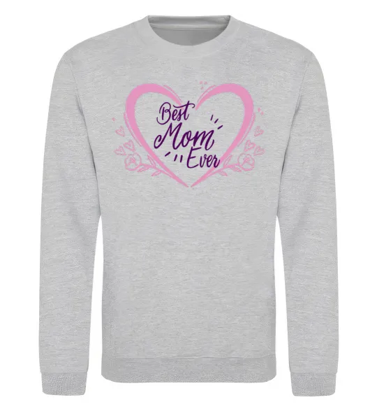 Світшот Best mom ever flower heart Сірий меланж фото