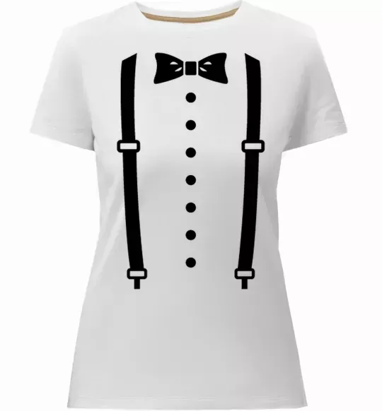 Женская премиум футболка Метелик та підтяжки Белый фото