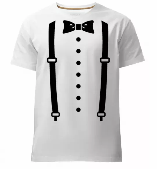 Чоловіча преміум футболка Метелик та підтяжки Білий фото