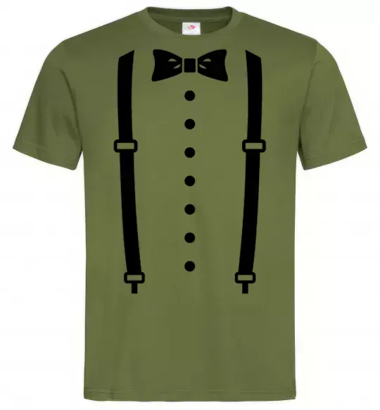 Чоловіча футболка Метелик та підтяжки Оливковий фото