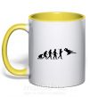 Чашка з кольоровою ручкою Эволюция тхэквондо Сонячно жовтий фото