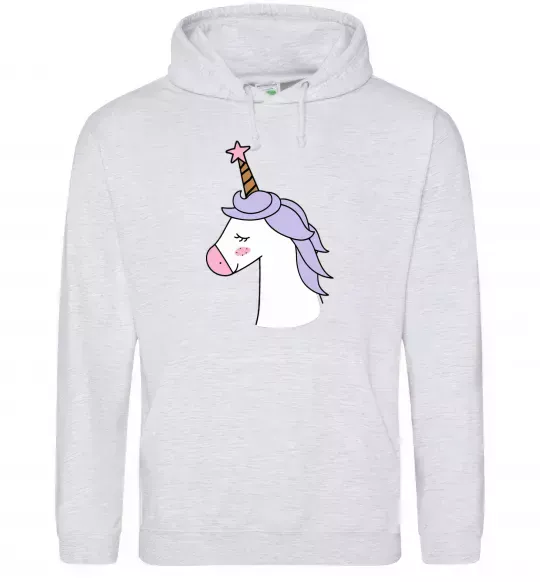 Женская толстовка (худи) Одноріг з зіркою Серый меланж фото