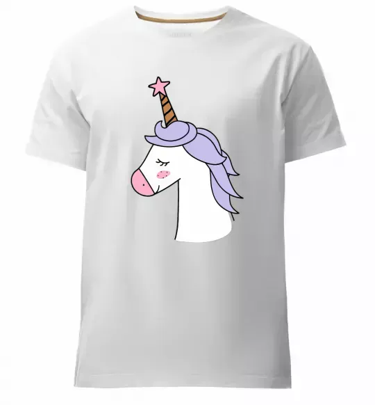 Мужская премиум футболка Одноріг з зіркою Белый фото