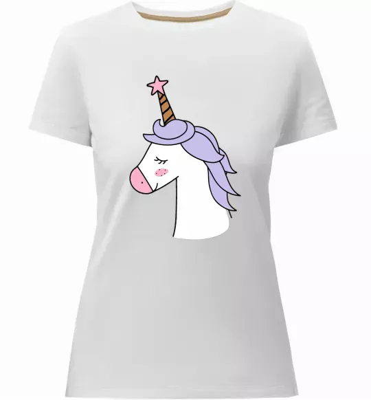 Женская премиум футболка Одноріг з зіркою Белый фото