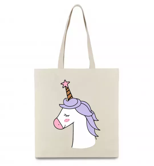 Эко-сумка Одноріг з зіркою Бежевый фото