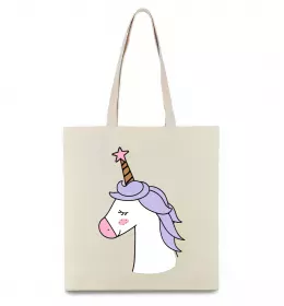 Эко-сумка Одноріг з зіркою Бежевый фото