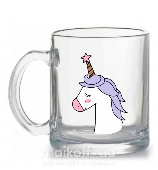 Чашка стеклянная Единорожка со звездой Прозрачный фото