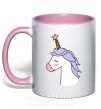 Чашка с цветной ручкой Единорожка со звездой Нежно розовый фото