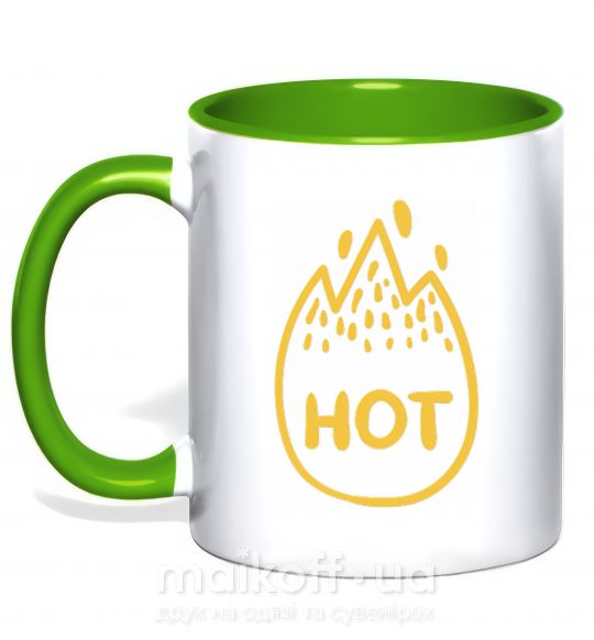 Чашка з кольоровою ручкою Hot Зелений фото