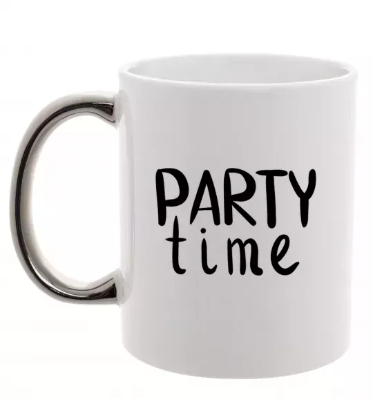 Чашка з кольоровою ручкою Party time Срібло фото
