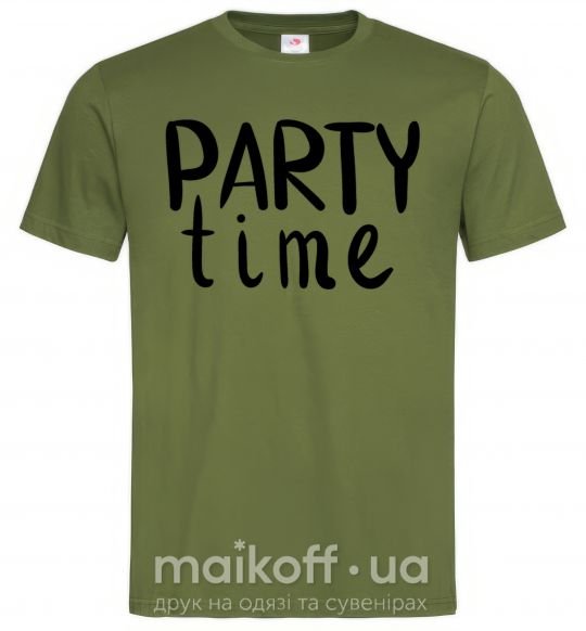 Мужская футболка Party time Оливковый фото
