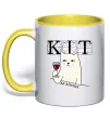 Чашка с цветной ручкой Кіт да вінчик Солнечно желтый фото