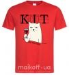 Мужская футболка Кіт да вінчик Красный фото