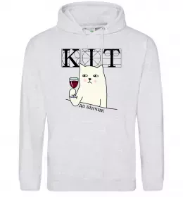 Мужская толстовка (худи) Кіт да вінчик Серый меланж фото