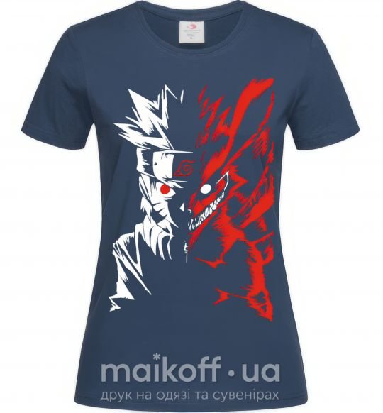 Женская футболка Naruto white red Темно-синий фото
