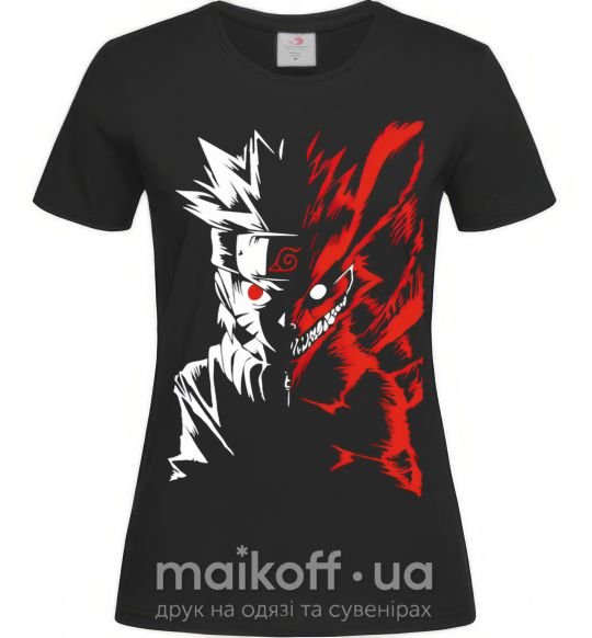 Женская футболка Naruto white red Черный фото