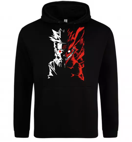 Мужская толстовка (худи) Naruto white red Черный фото