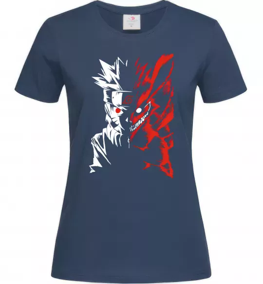 Жіноча футболка Naruto white red Темно-синій фото