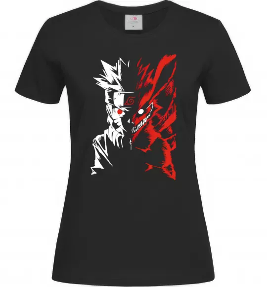 Жіноча футболка Naruto white red Чорний фото