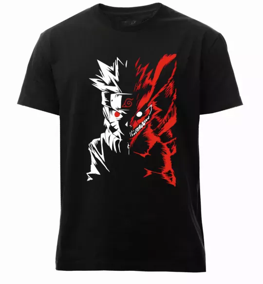 Мужская премиум футболка Naruto white red Черный фото