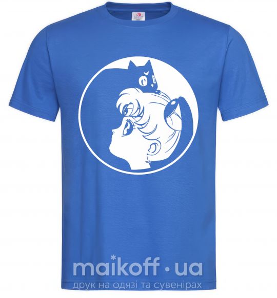 Мужская футболка Сейлор Мун с котиком Ярко-синий фото