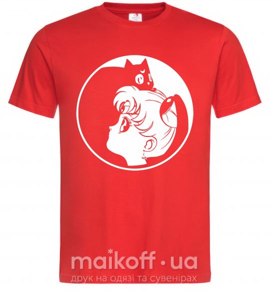 Мужская футболка Сейлор Мун с котиком Красный фото