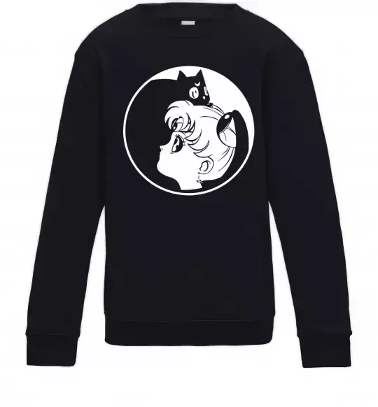 Дитячий світшот Сейлор Мун с котиком Чорний фото