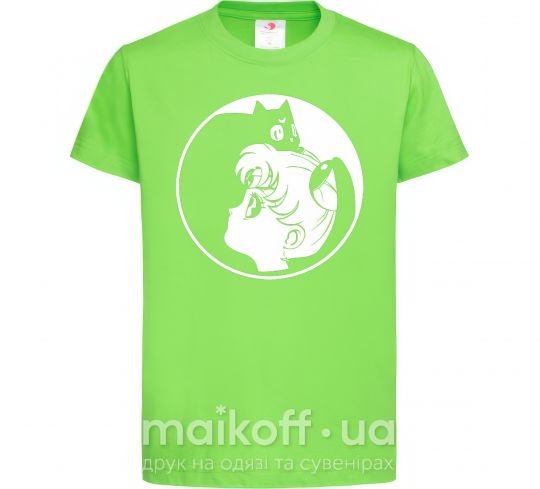 Детская футболка Сейлор Мун с котиком Лаймовый фото