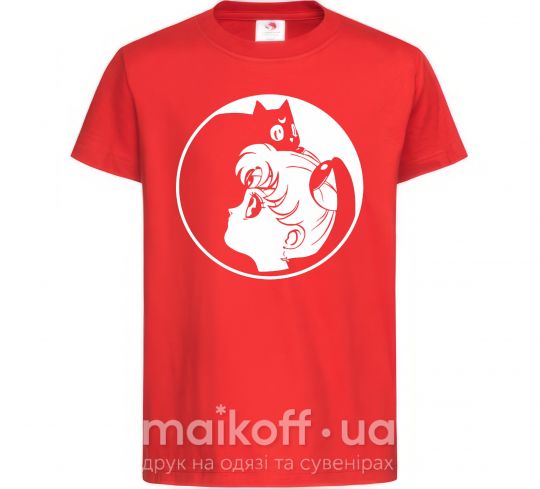 Детская футболка Сейлор Мун с котиком Красный фото