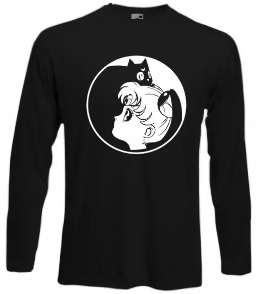 Лонгслив Сейлор Мун с котиком Черный фото