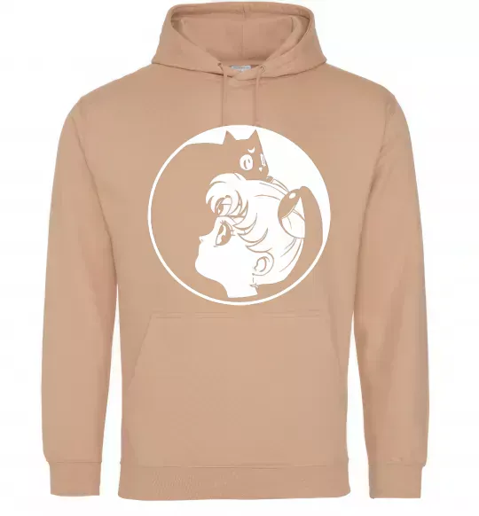 Женская толстовка (худи) Сейлор Мун с котиком Песочный фото