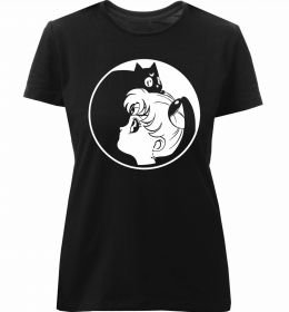 Женская премиум футболка Сейлор Мун с котиком Женская премиум футболка Сейлор Мун с котиком