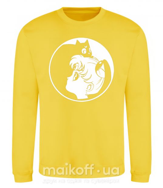 Світшот Сейлор Мун с котиком Сонячно жовтий фото
