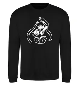 Свитшот Sailor moon with the cat Серый меланж фото