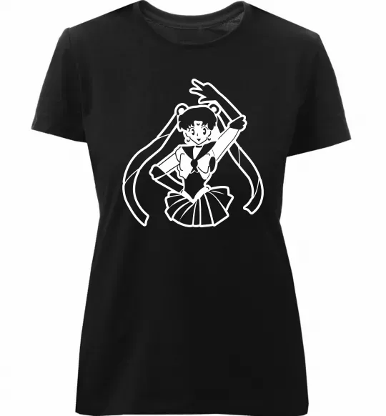 Женская премиум футболка Sailor Moon black Черный фото