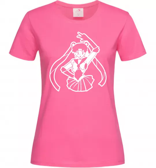 Жіноча футболка Sailor Moon black Яскраво-рожевий фото