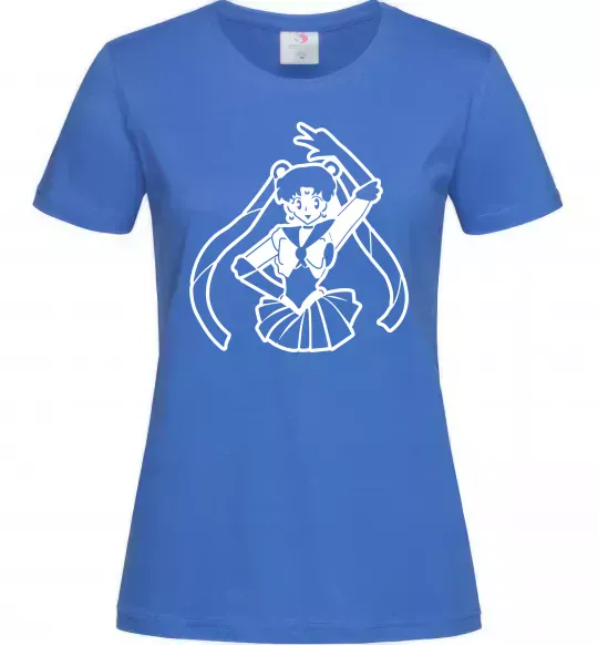 Жіноча футболка Sailor Moon black Яскраво-синій фото
