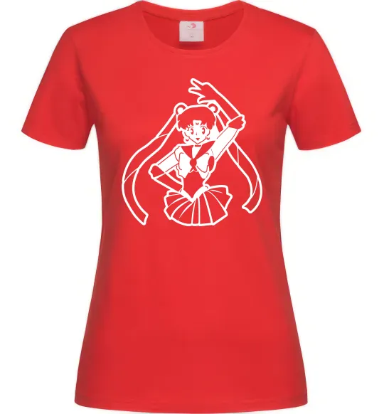 Жіноча футболка Sailor Moon black Червоний фото