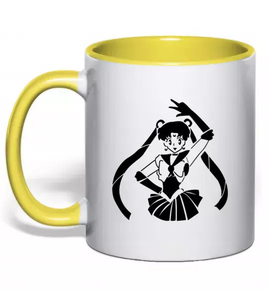 Чашка с цветной ручкой Sailor Moon black Солнечно желтый фото