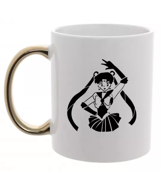 Чашка с цветной ручкой Sailor Moon black Золото фото