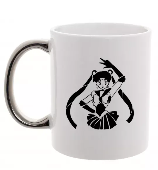 Чашка с цветной ручкой Sailor Moon black Серебро фото