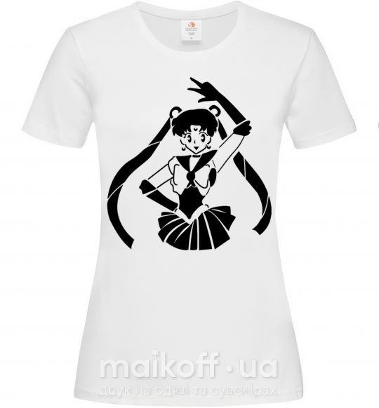 Женская футболка Sailor Moon black Белый фото