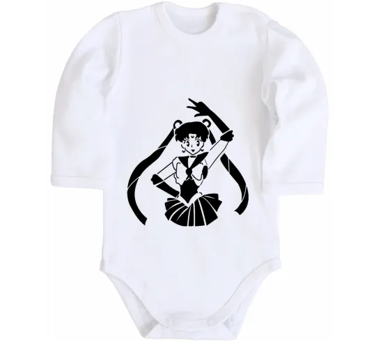 Дитячий бодік Sailor Moon black Білий фото