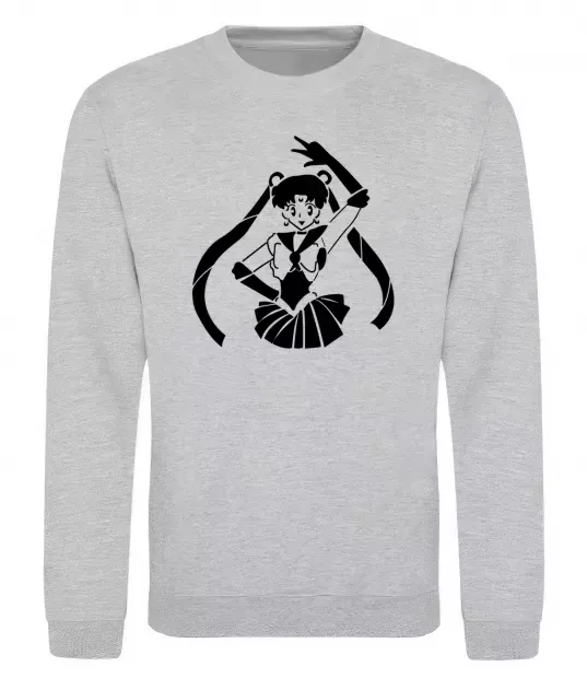 Свитшот Sailor Moon black Серый меланж фото