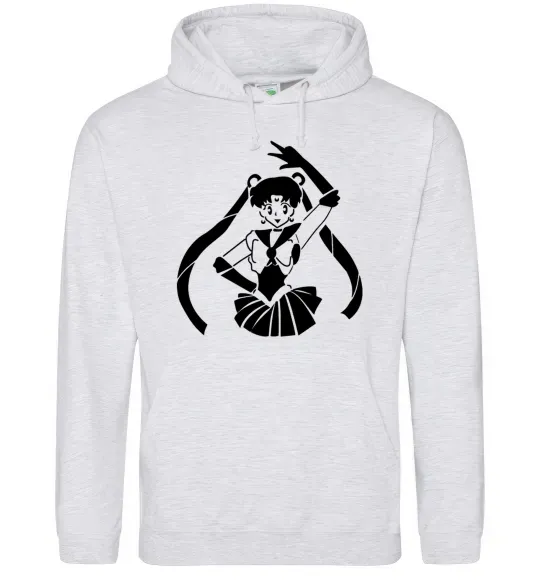 Мужская толстовка (худи) Sailor Moon black Серый меланж фото