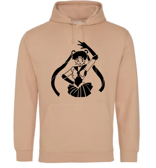 Мужская толстовка (худи) Sailor Moon black Песочный фото