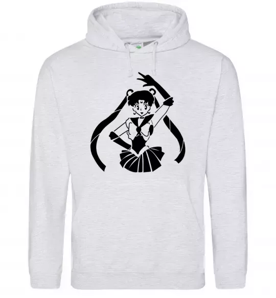 Женская толстовка (худи) Sailor Moon black Серый меланж фото