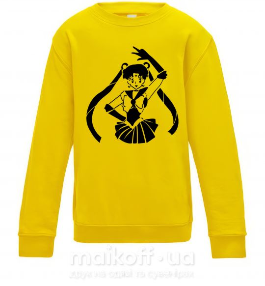 Детский Свитшот Sailor Moon black Солнечно желтый фото